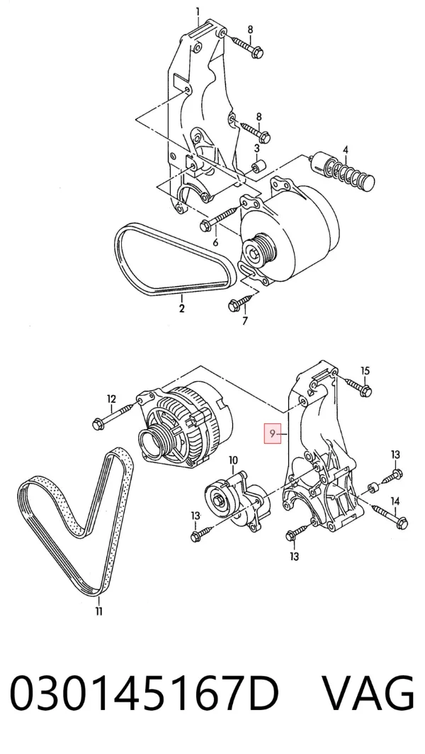 Wspornik alternatora 030145167D VAG