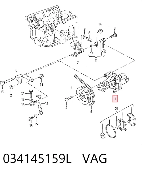 Pompa wspomagania hydraulicznego kierownicy 034145159L VAG