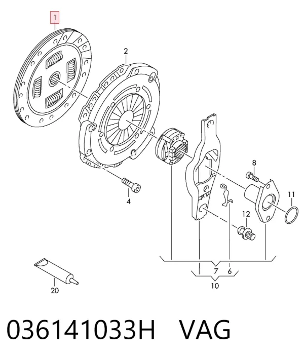Tarcza sprzęgła 036141033H VAG