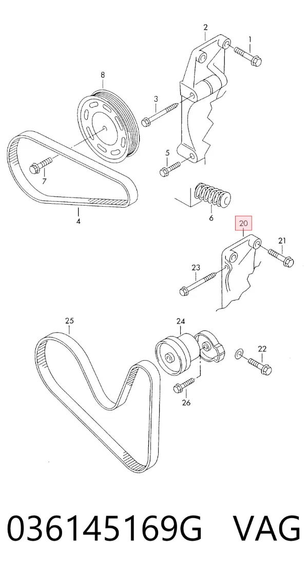 Wspornik alternatora 036145169G VAG