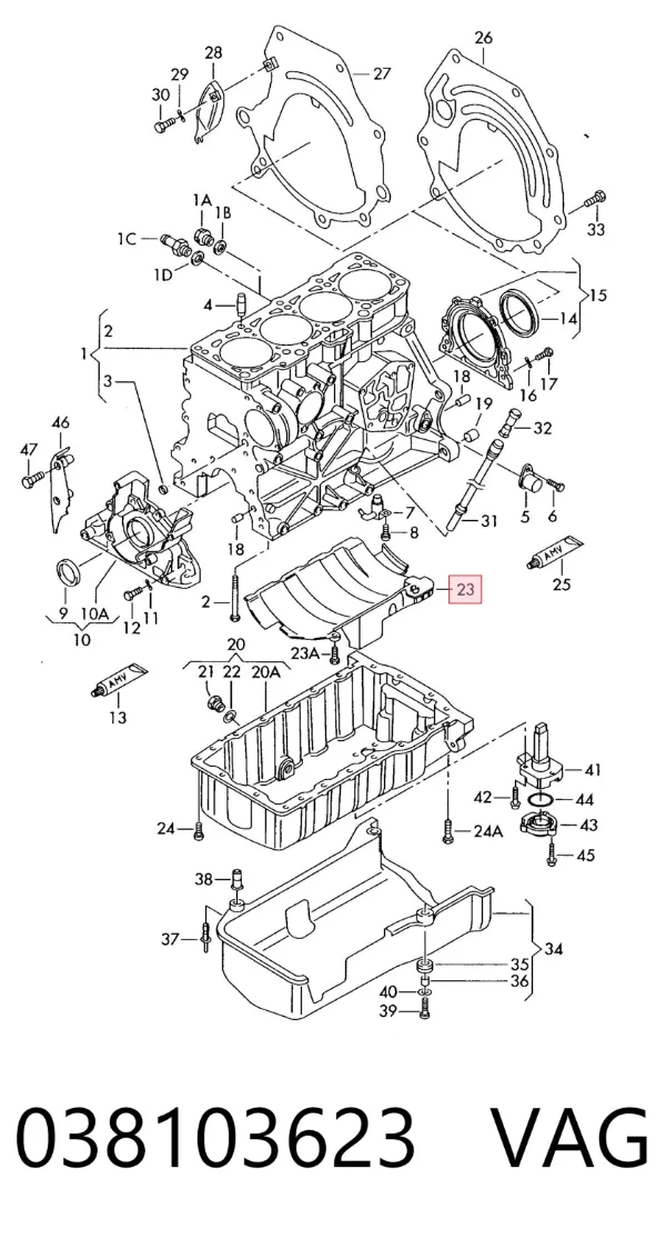 Separator oleju miski olejowej silnika 038103623 VAG