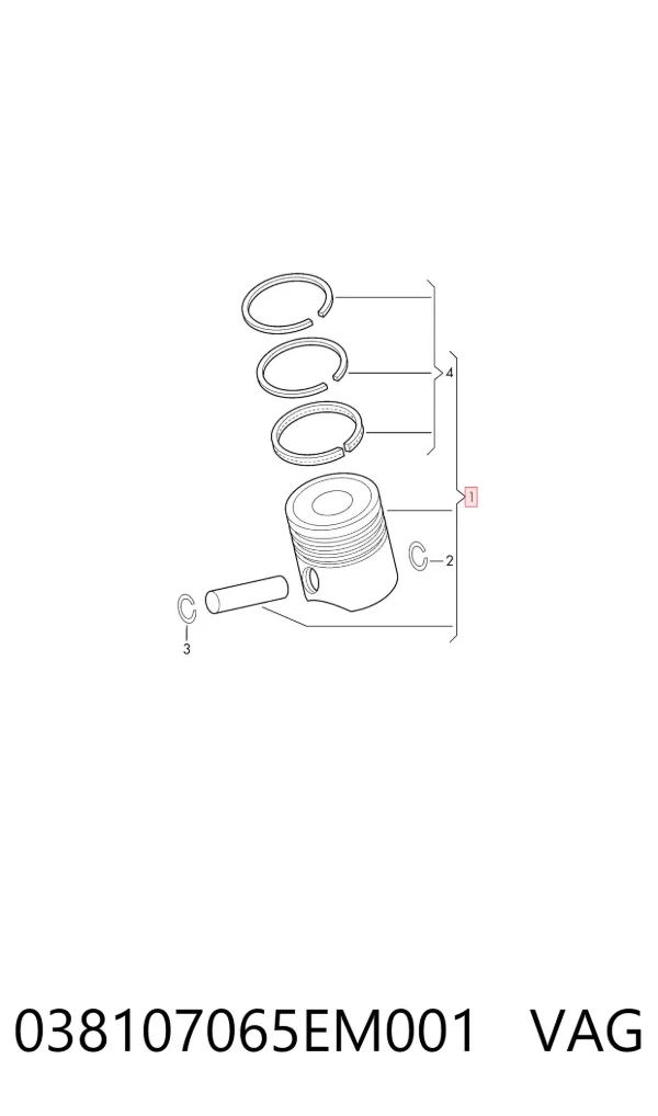 Tłok, komplet do jednego cylindru, STD 038107065EM001 VAG