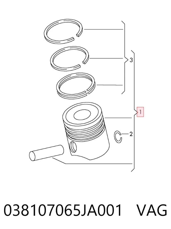 Tłok, komplet do jednego cylindru, STD 038107065JA001 VAG