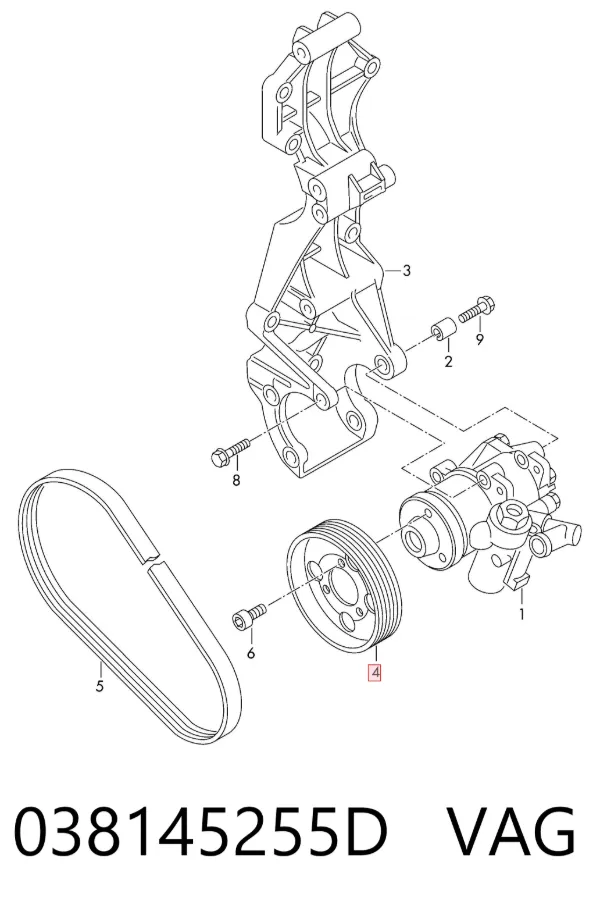 Koło pasowe pompy wspomagania hydraulicznego 038145255D VAG