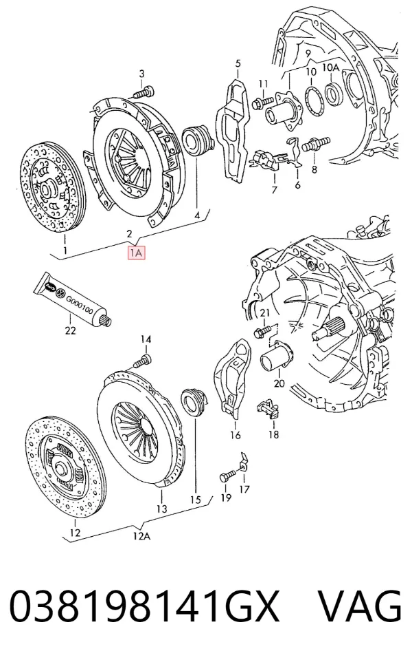 Zestaw sprzęgła (3 części) 038198141GX VAG