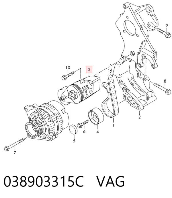 Napinacz paska napędowego 038903315C VAG