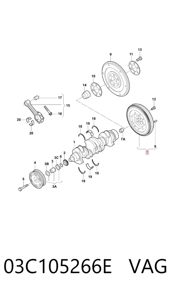Koło zamachowe silnika 03C105266E VAG