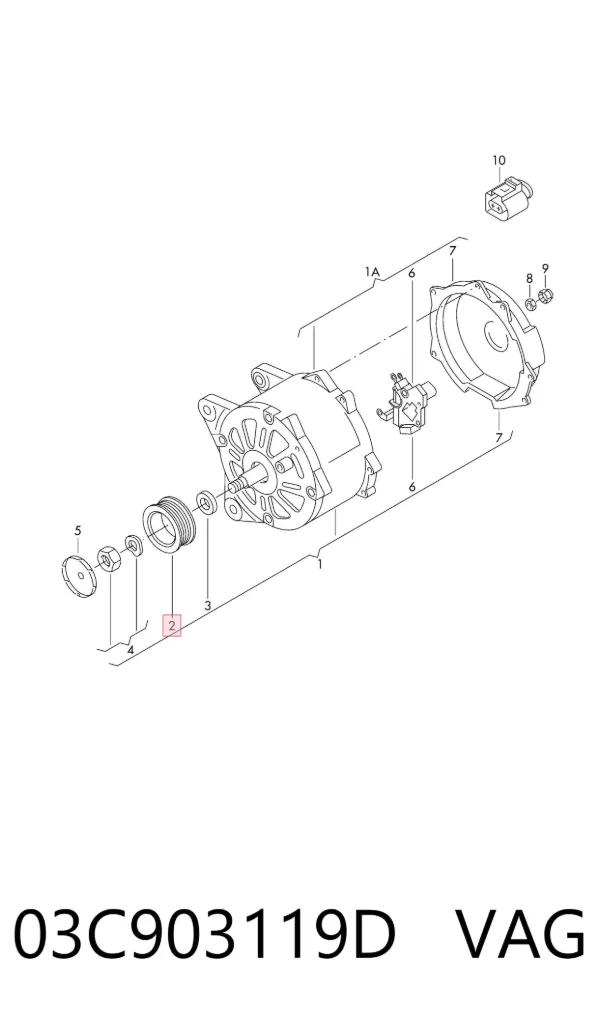 Koło pasowe alternatora 03C903119D VAG