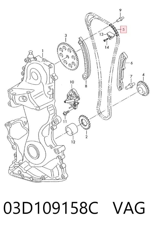 Łańcuch rozrządu 03D109158C VAG