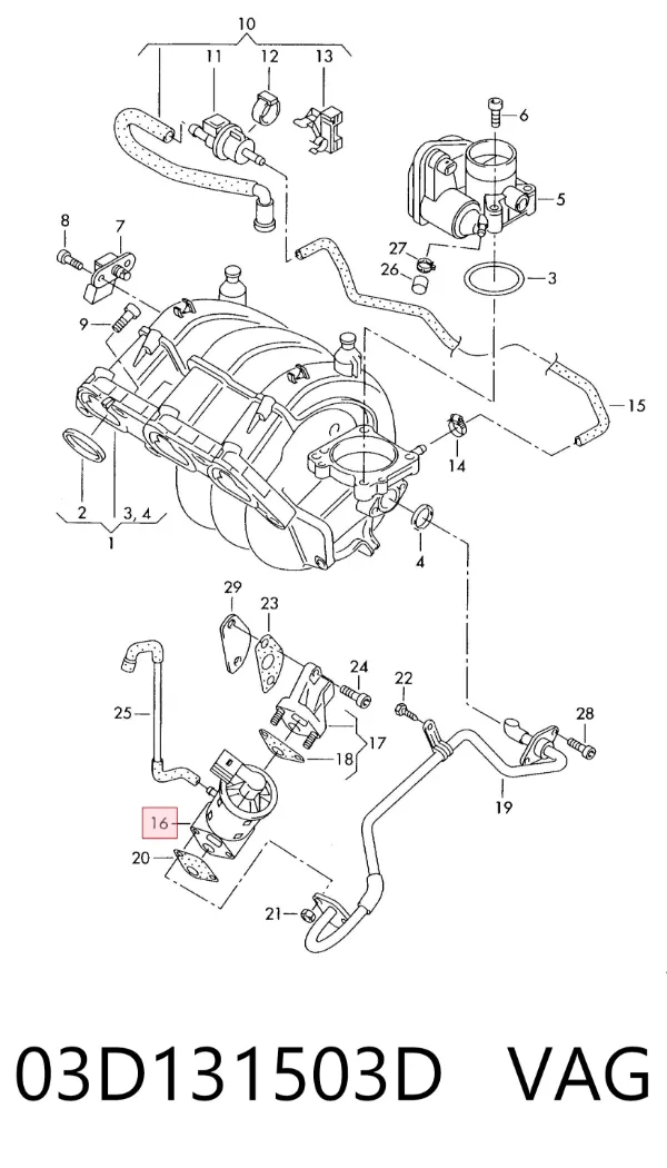 Zawór recyrkulacji spalin EGR 03D131503D VAG