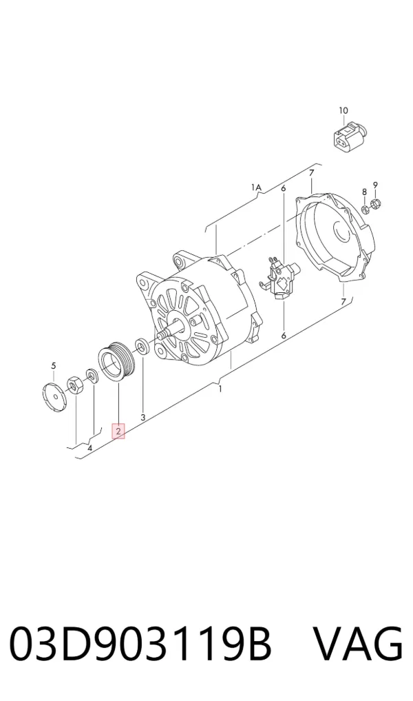 Koło pasowe alternatora 03D903119B VAG