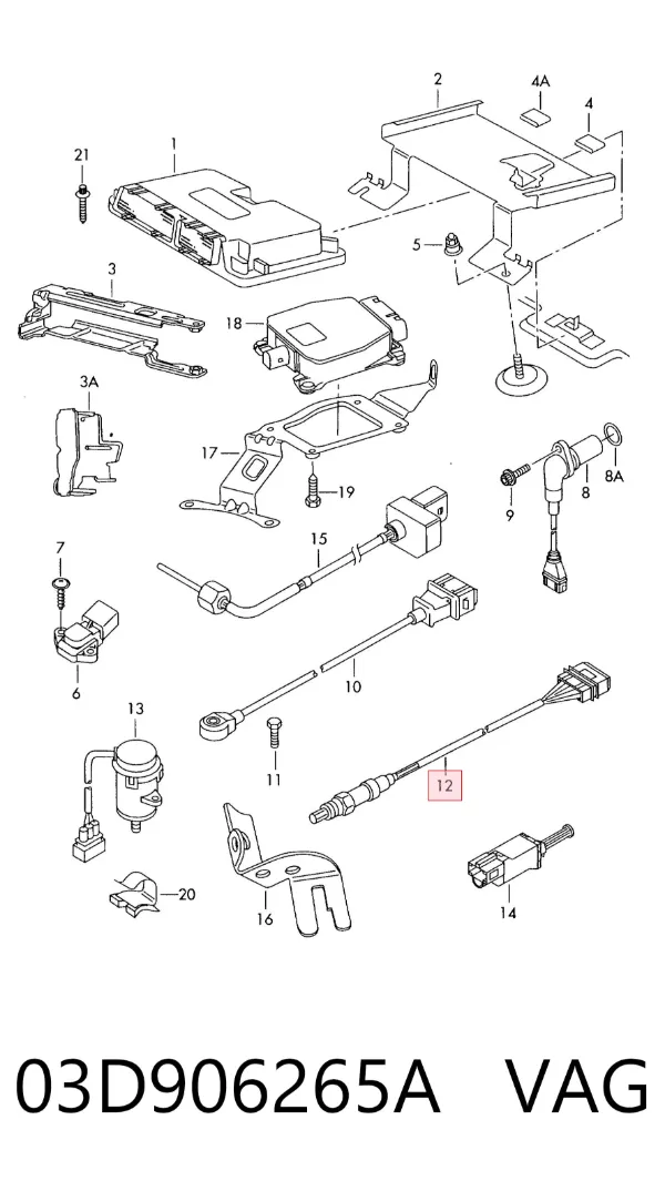Sonda lambda czujnik tlenu po katalizatorze 03D906265A VAG