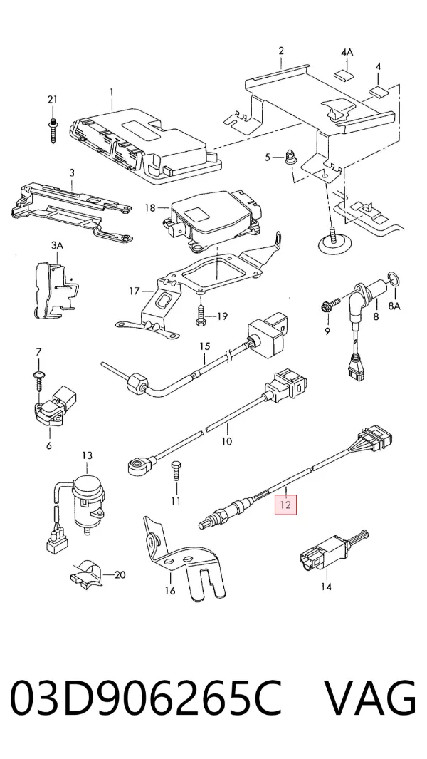 Sonda lambda czujnik tlenu przed katalizatorem 03D906265C VAG