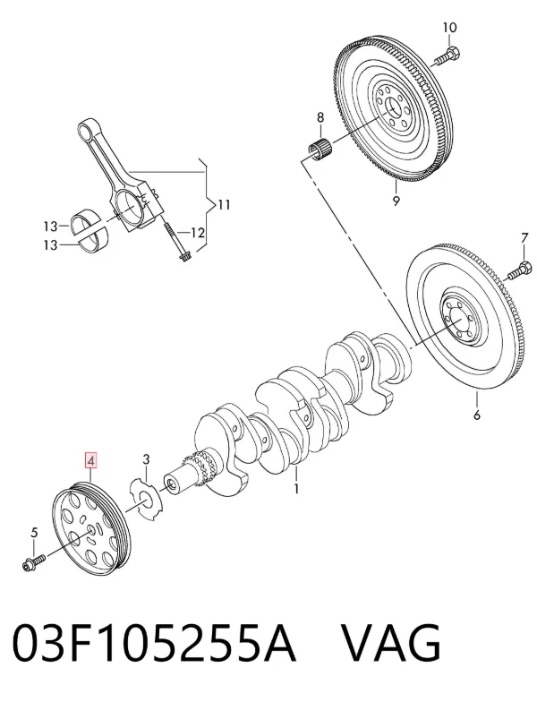 Koło pasowe wału korbowego 03F105255A VAG
