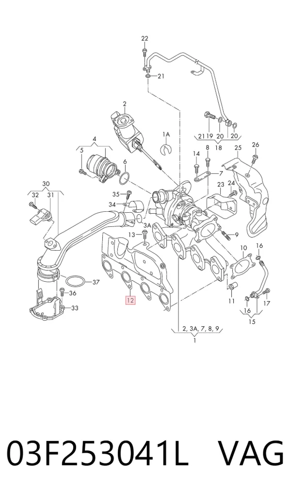 Uszczelka kolektora wydechowego 03F253041L VAG