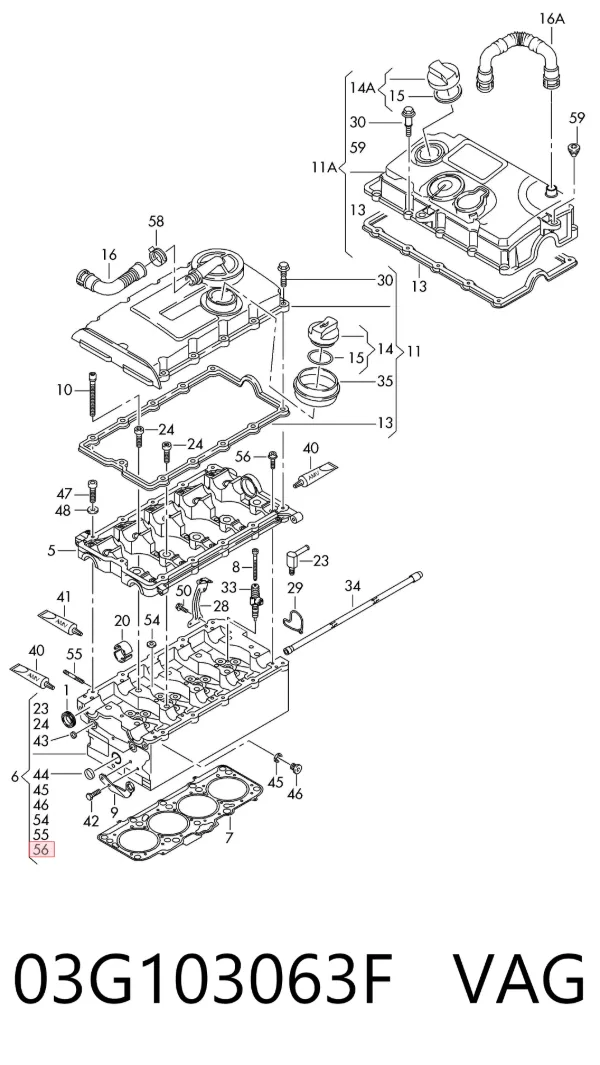 Głowica cylindrów 03G103063F VAG