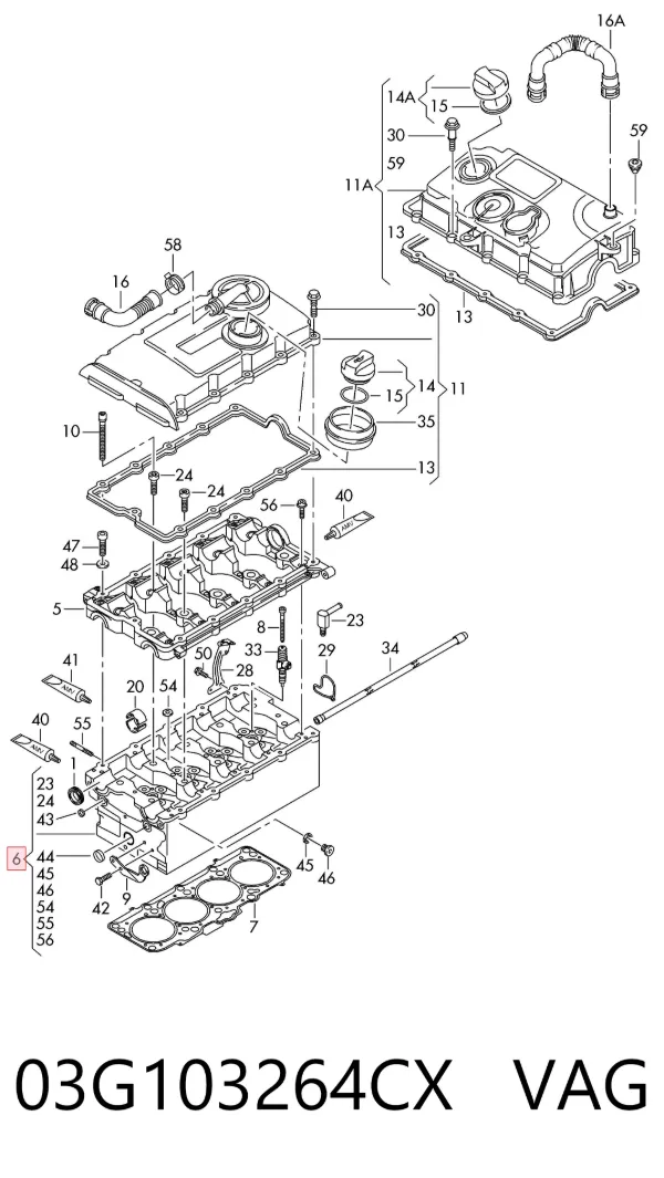 Głowica cylindrów 03G103264CX VAG