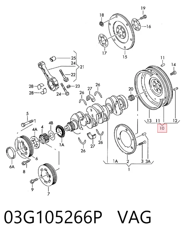 Koło zamachowe silnika 03G105266P VAG