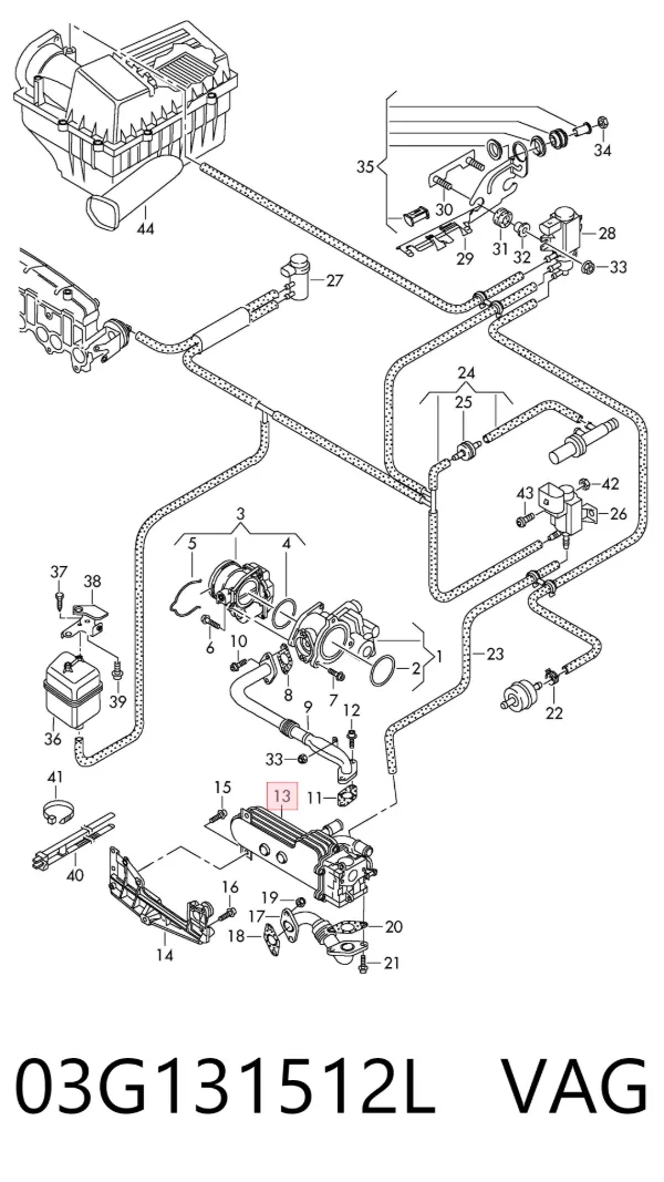 Chłodnica układu recyrkulacji spalin EGR 03G131512L VAG