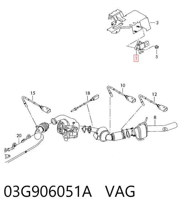Czujnik ciśnienia spalin 03G906051A VAG