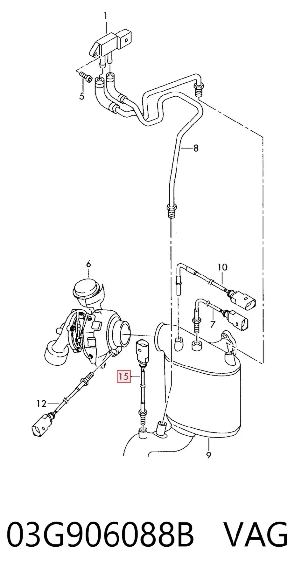Czujnik temperatury spalin po filtrze cząstek stałych 03G906088B VAG
