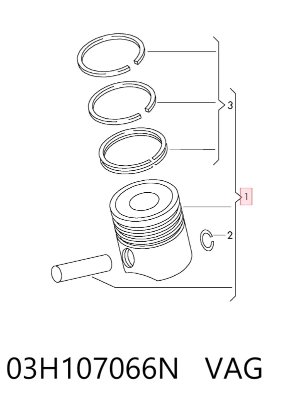 Tłok, komplet do jednego cylindru, STD 03H107066N VAG