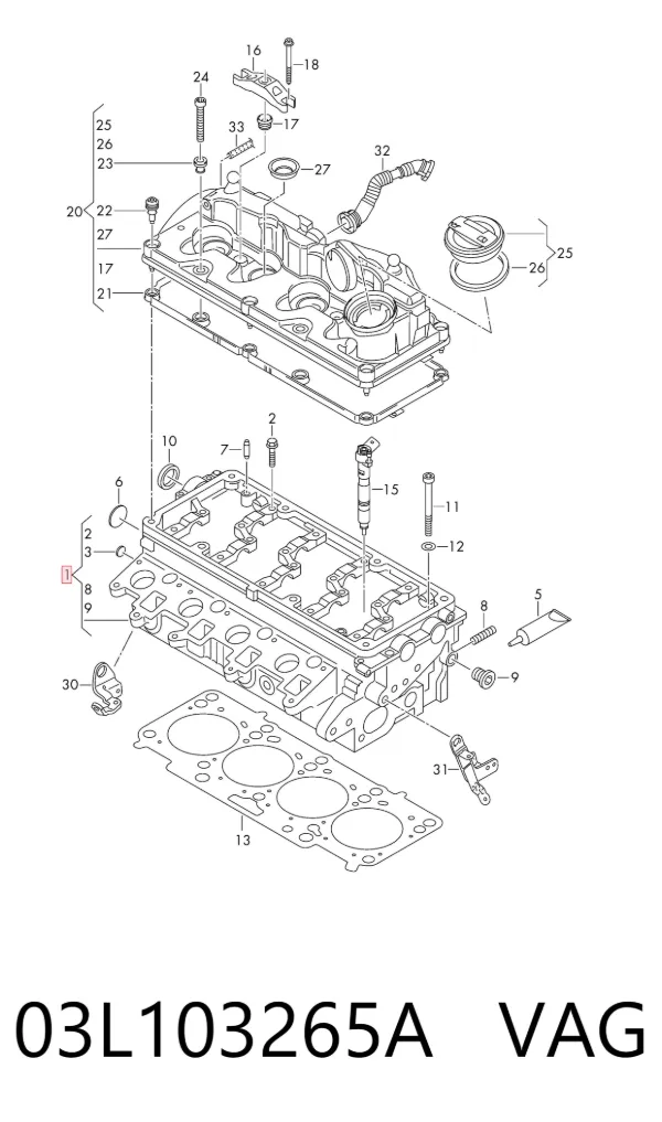 Głowica cylindrów 03L103265A VAG