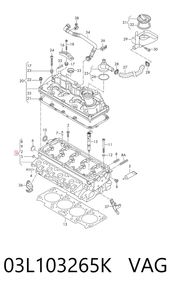 Głowica cylindrów 03L103265K VAG