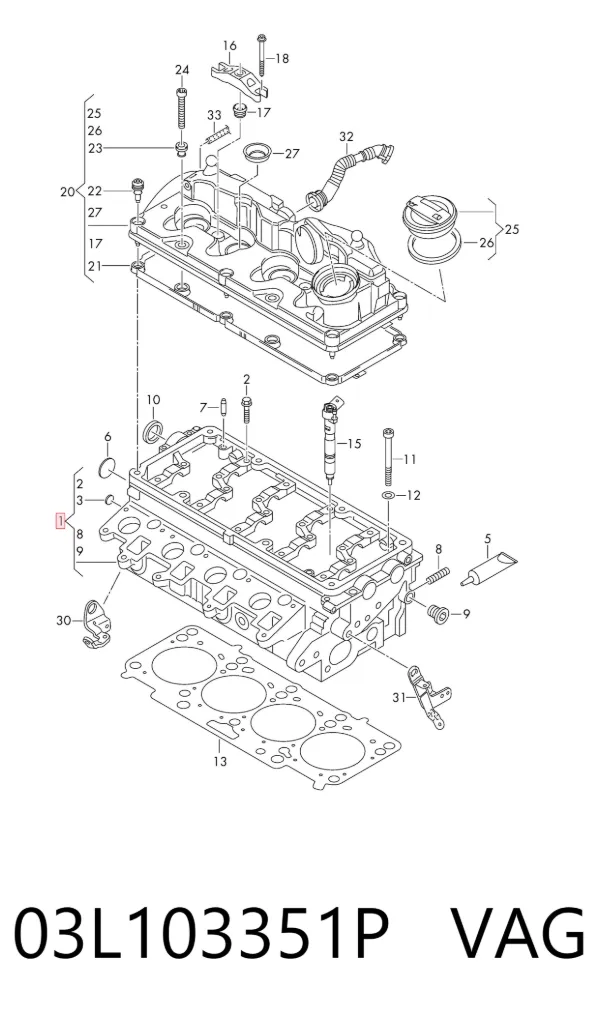 Głowica cylindrów 03L103351P VAG