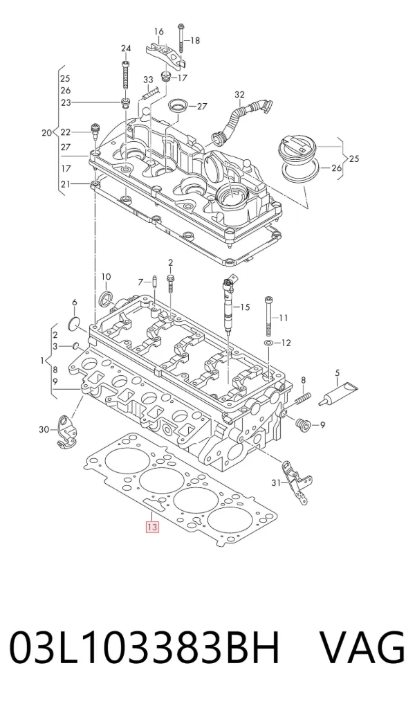 Uszczelka głowicy cylindrów 03L103383BH VAG