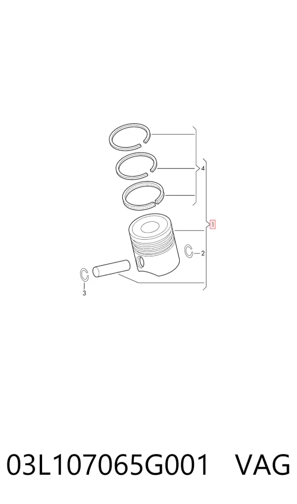 Tłok, komplet do jednego cylindru, STD 03L107065G001 VAG