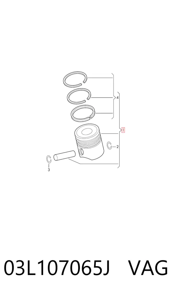 Tłok, komplet do jednego cylindru, STD 03L107065J VAG