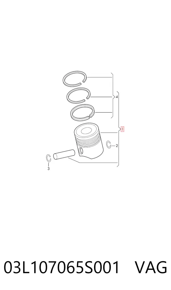 Tłok, komplet do jednego cylindru, STD 03L107065S001 VAG
