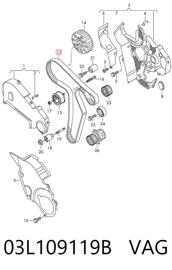 Pasek rozrządu 03L109119B VAG