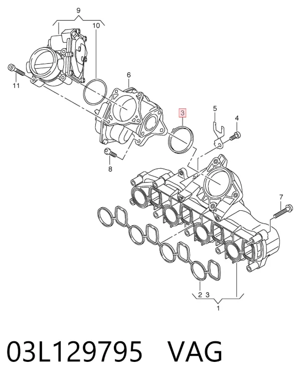 Uszczelka zaworu recyrkulacji EGR 03L129795 VAG
