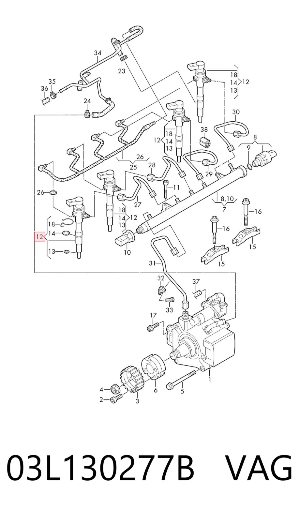 Wtryskiwacz paliwa 03L130277B VAG