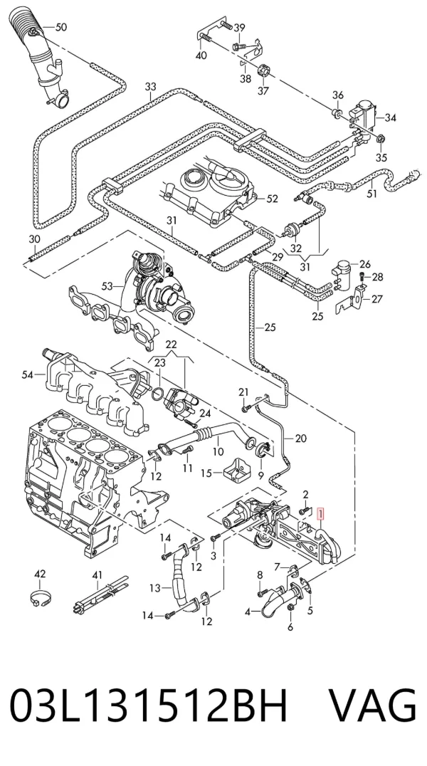 Chłodnica układu recyrkulacji spalin EGR 03L131512BH VAG