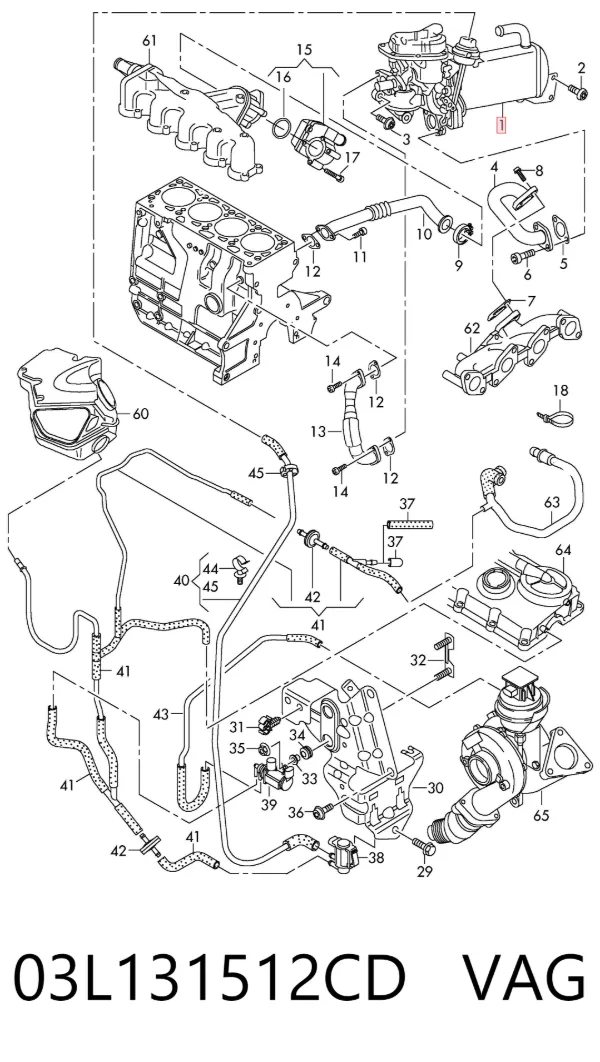 Chłodnica układu recyrkulacji spalin EGR 03L131512CD VAG