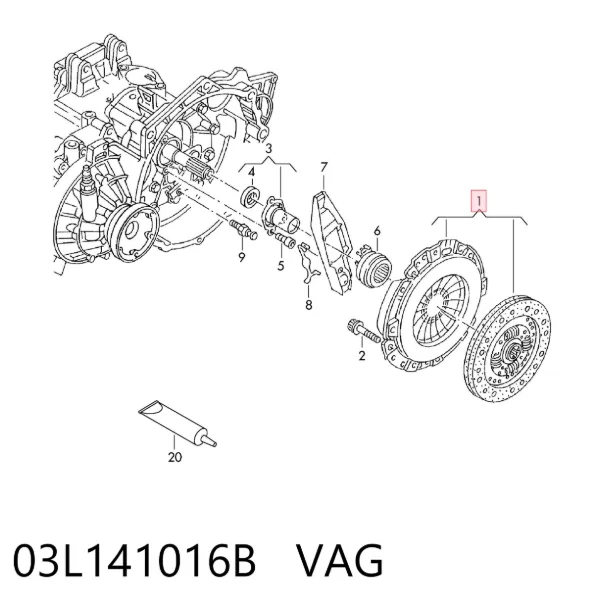 Zestaw sprzęgła (3 części) 03L141016B VAG