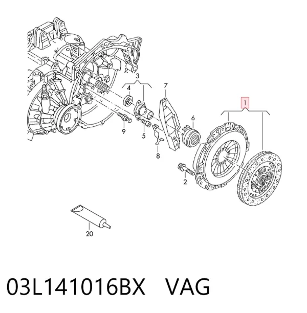 Zestaw sprzęgła (3 części) 03L141016BX VAG