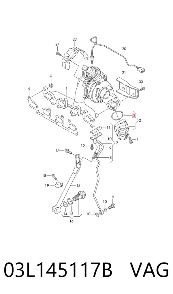 Uszczelka turbiny spalin, wylot 03L145117B VAG