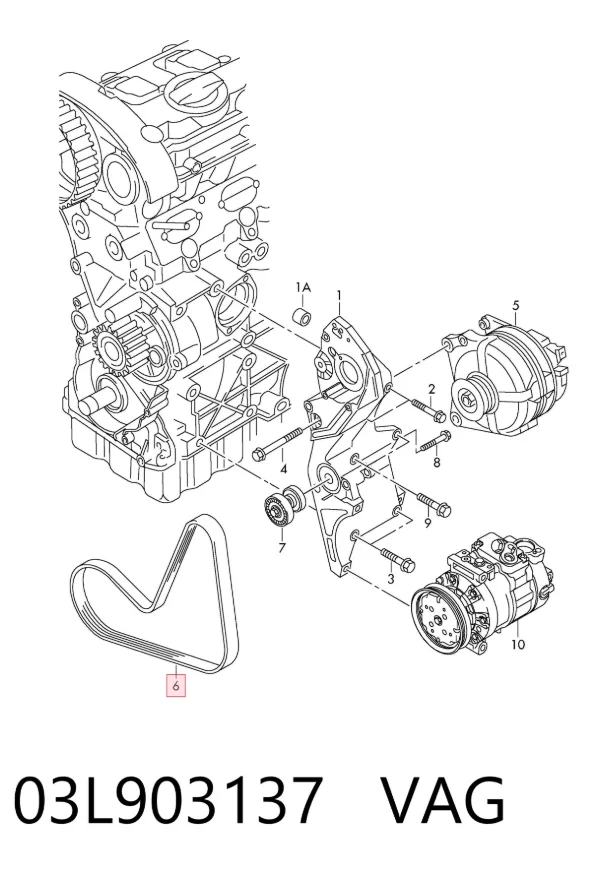 Pas napędowy mechanizmów 03L903137 VAG