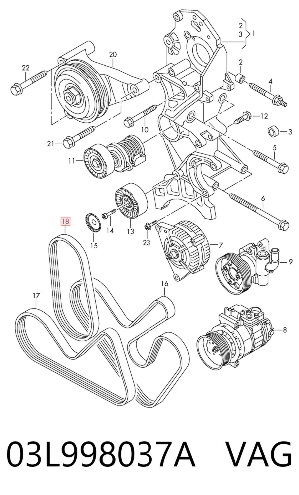 Pas napędowy mechanizmów 03L998037A VAG