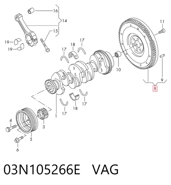 Koło zamachowe silnika 03N105266E VAG