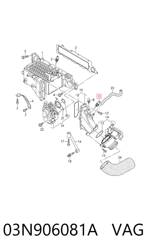 Czujnik temperatury powietrza wlotowego 03N906081A VAG