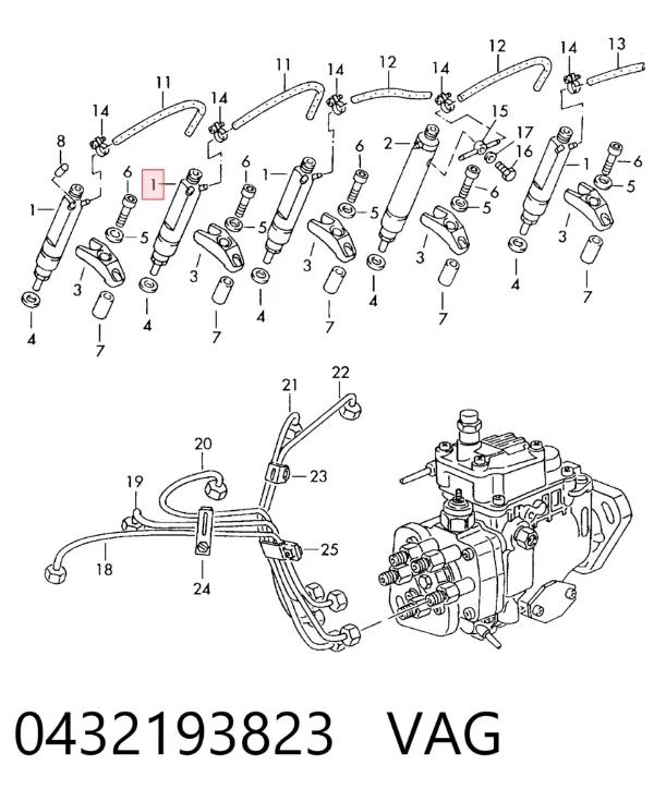 Wtryskiwacz paliwa 0432193823 VAG