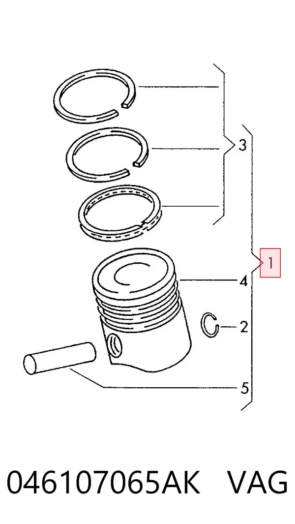 Tłok, komplet do jednego cylindru, STD 046107065AK VAG