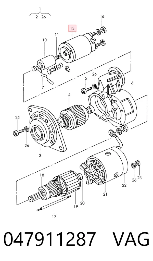 Elektromagnes rozrusznika 047911287 VAG