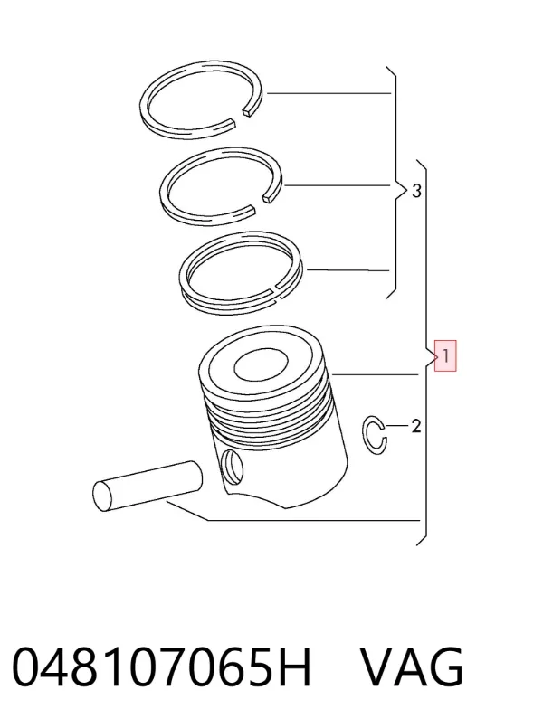 Tłok, komplet do jednego cylindru, STD 048107065H VAG