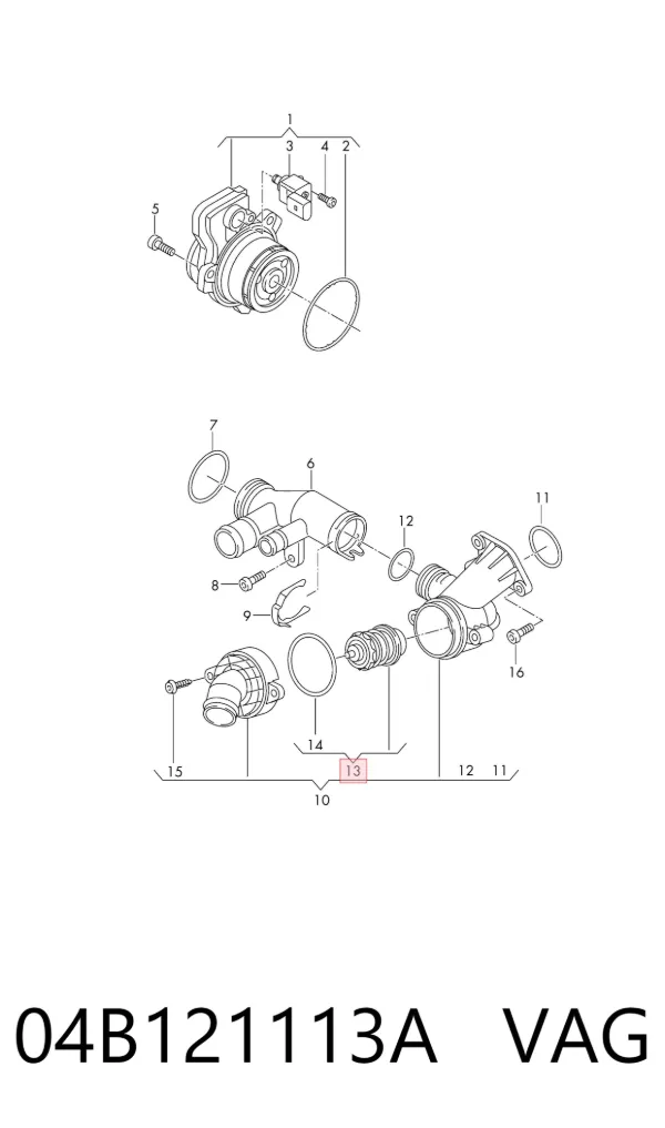 Obudowa termostatu 04B121113A VAG